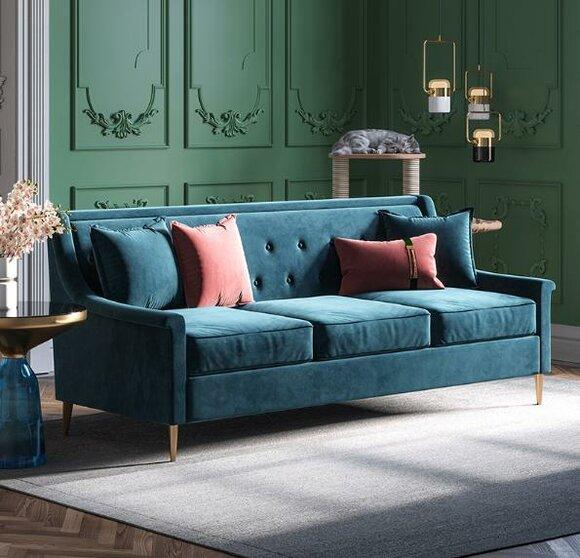 Fabric Three Seater Relax Seat Design Couch Lounge Sofas Velvet Sofa 3 Seater Furniture