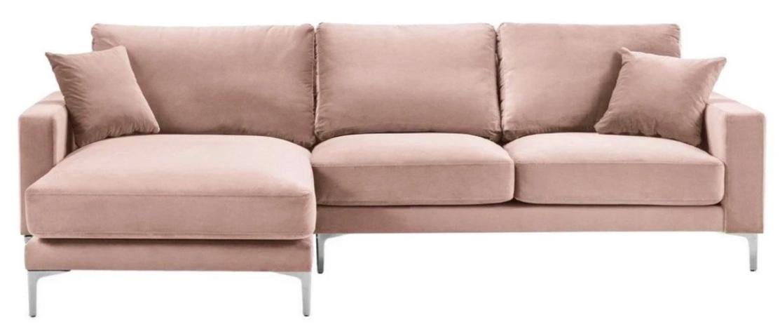 Textill Fabric Chesterfield Sofas Creative Furniture Living Room Corner Sofa Pink XXL Big