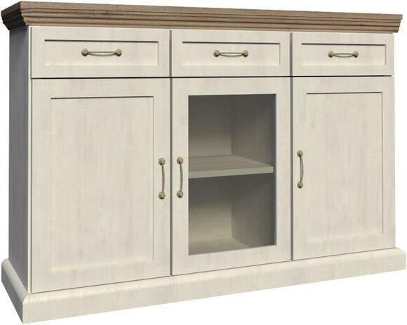 Chest of Drawers Hinged Doors Commode Sideboard Glass Cabinet Metal Handles