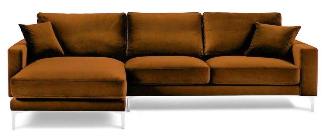 Orange Corner Sofa Fabric Living Room Design Couches Upholstery Sofas Orange Velvet