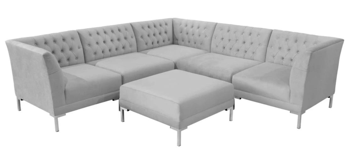 Corner Sofa Stool Grey Big Textill Fabric Chesterfield Sofas Furniture Footstool Sofas