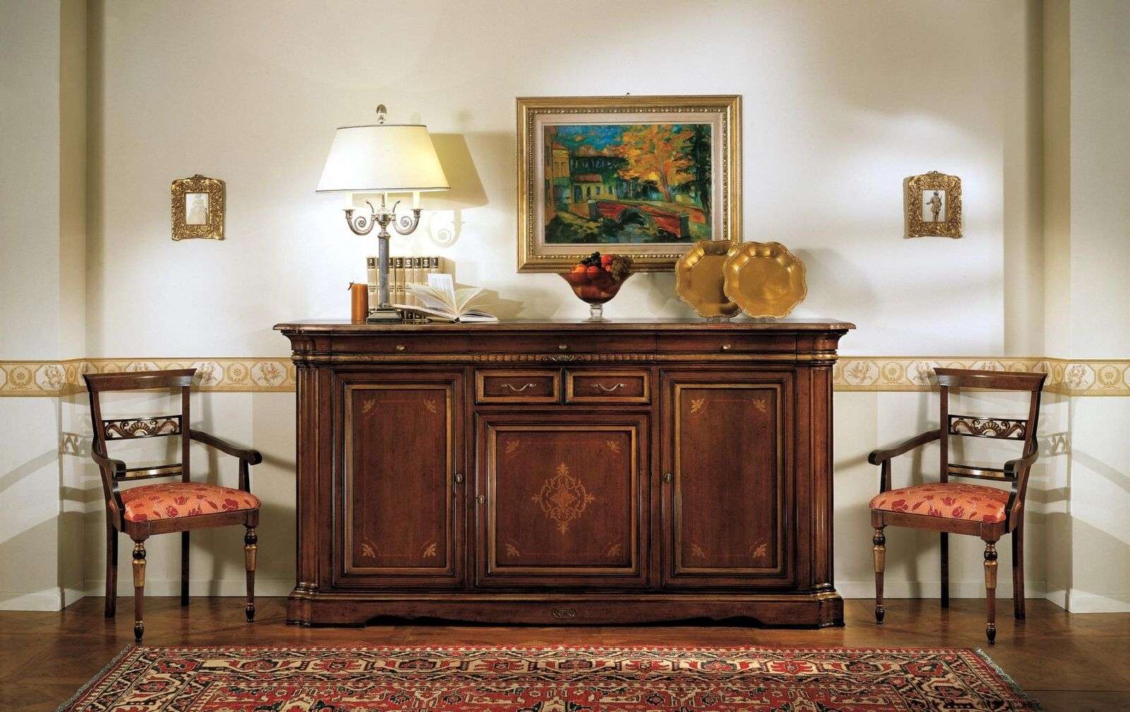 Dresser baroque style sideboard real wood luxury Italian wood furniture chest of drawers