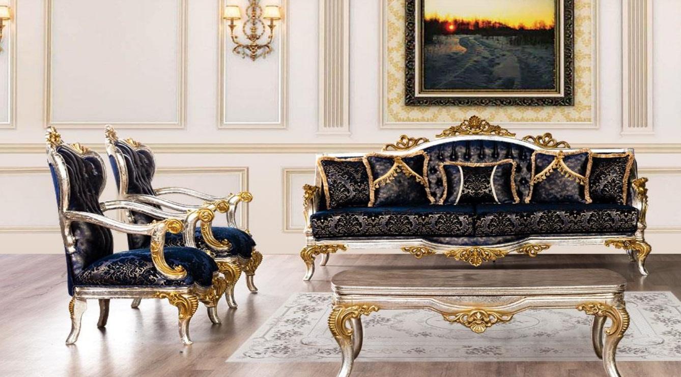 Group Set Sofa Set 3+1+1 Seater 3 Piece Furniture Sofas Armchairs Luxury Seat Baroque