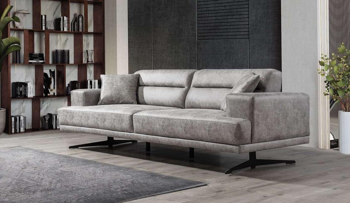 Sofa 3 Seater Sofas Leather Three Seater Seat Upholstery Design Living Room Modern Grey