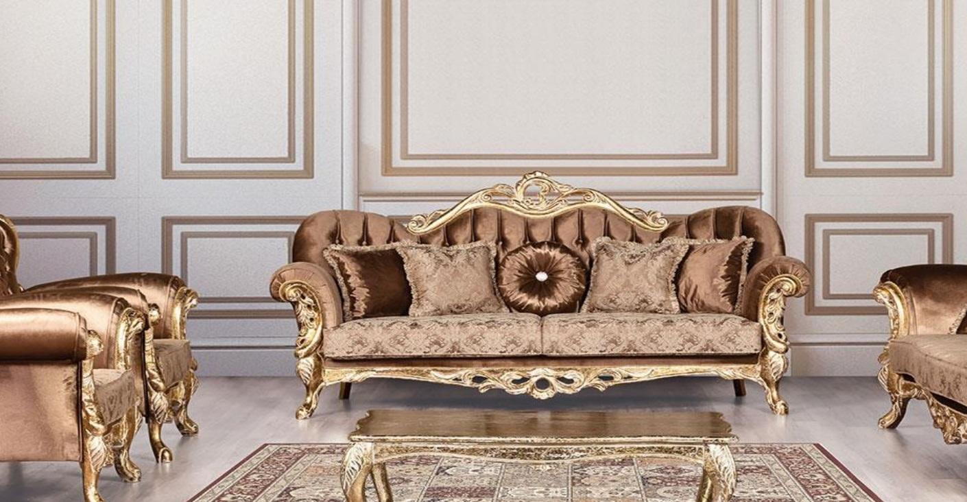 Luxury Three Seater Sofa 3 Seater Baroque Rococo Sofa Sofas Armchairs Fabric Style Furniture