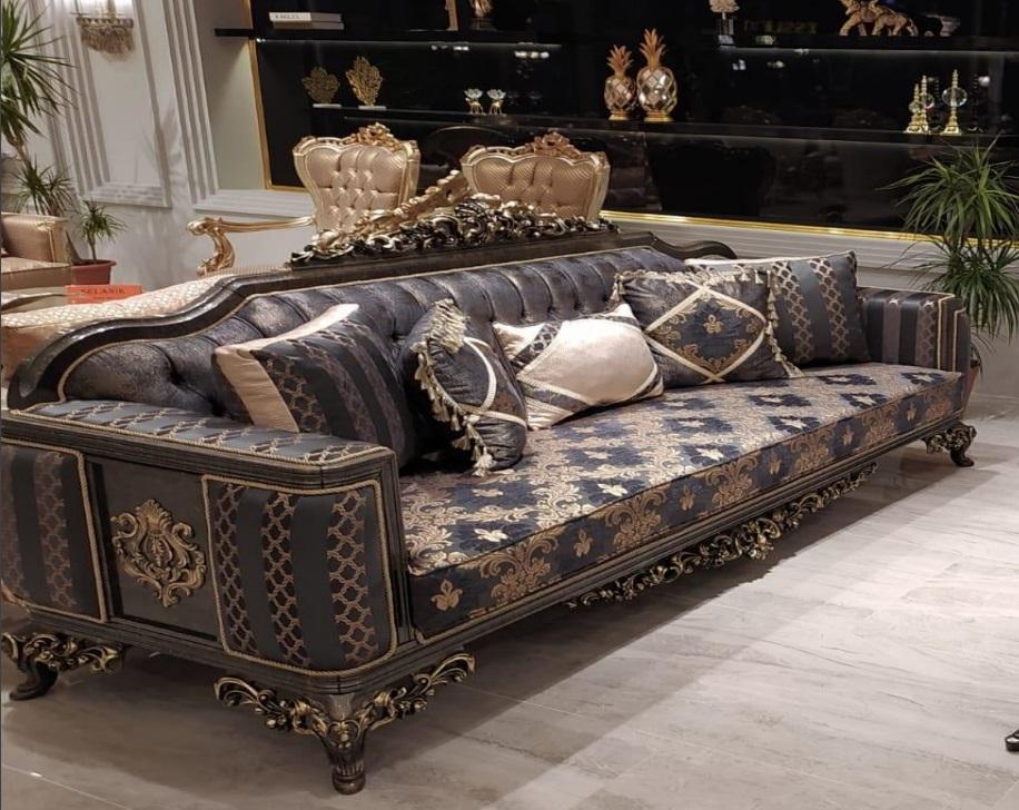 Sofa 3 Seater Furniture Fabric Three Seater Sofas Luxury Living Room Baroque Style 3s New