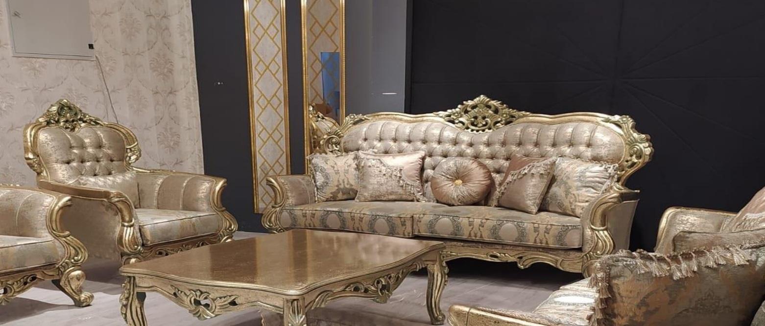 Classic Three Seater Sofa 3 Seater Sofas Fabric Style Baroque Living Room Seat New