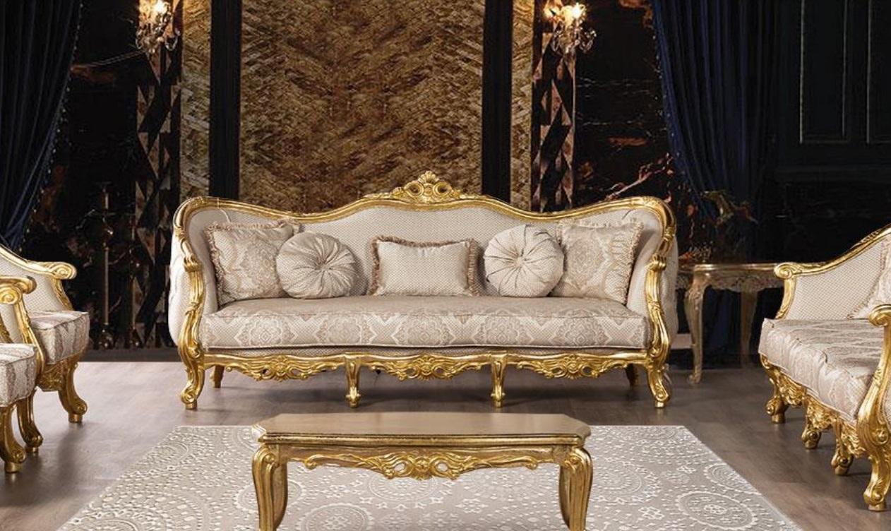 Three Seater Sofa 3 Seater Baroque Rococo Sofa Sofas Armchair Seat Fabric Style Couch