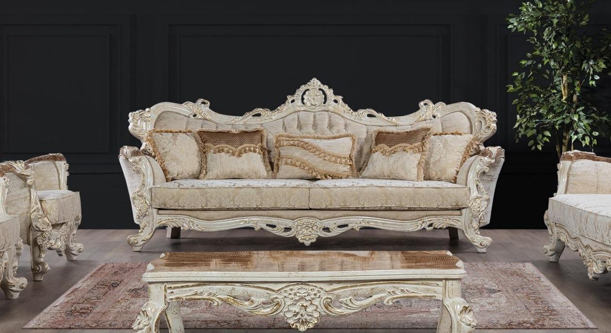 Three Seater Sofa 3 Seat Sofas Baroque Rococo Seat Fabric Style Baroque Furniture