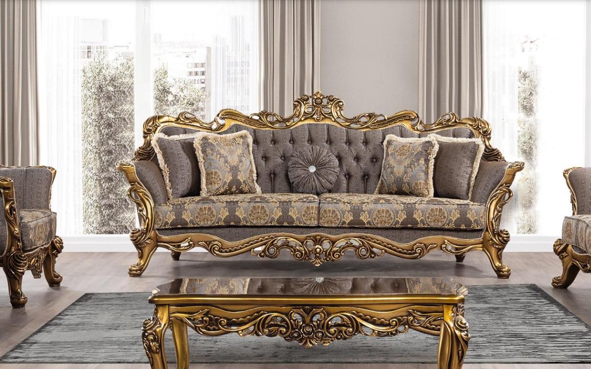 Three Seater Sofa 3 Seater Three Bed Sofa Sofas Armchair Seat Fabric Style Baroque