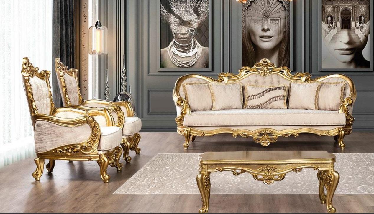 Couch Set Sofa Set 3+1+1 Seater Armchairs Sofas Set Fabric Sofa Baroque New