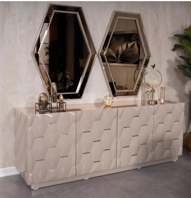 Chest of Drawers Wood Sideboard Mirror 3pcs Solid Chests of Drawers Living Room New