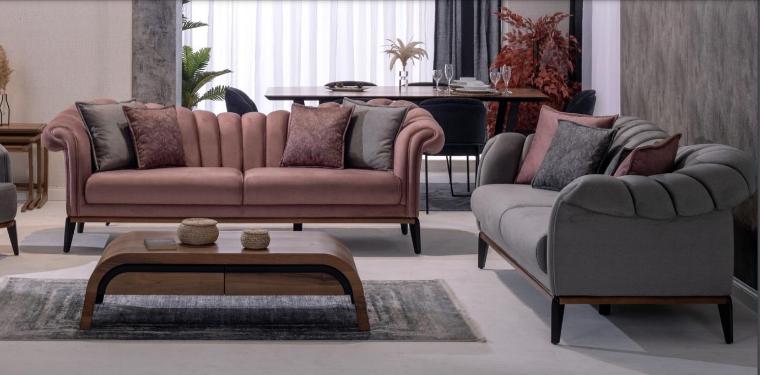 Sofa Set Couch Upholstery Modern 3+3 Seater Set Design Sofas Upholstery Textile New