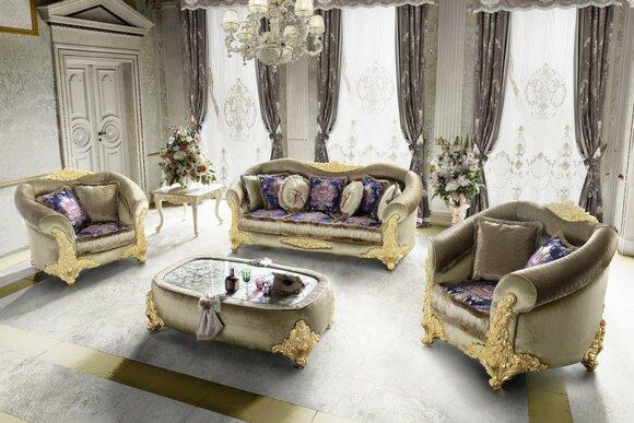 Sofa couch velvet upholstery seat 3 + 1 + 1 seater design couches sofas wood new set