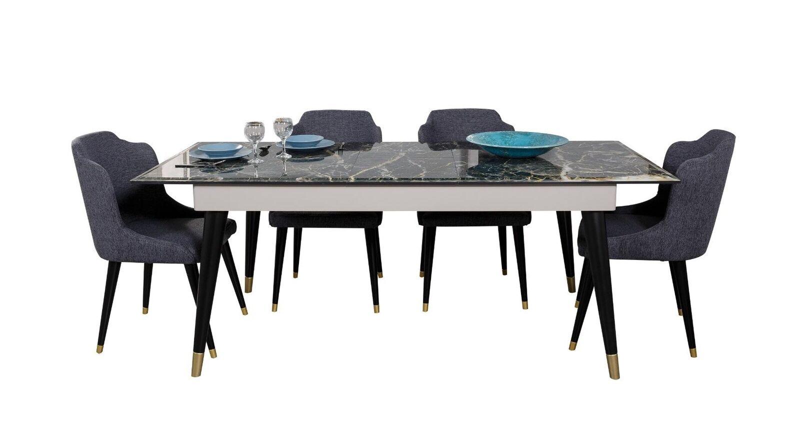 Luxury dining room table design 4x chairs dining set armchairs set furniture