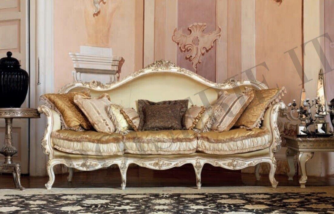 Sofa upholstery wood sofas couch baroque rococo luxury Italy three-seater furniture new