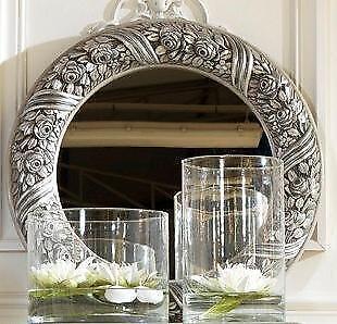 Wall mirror mirror round mirror silver baroque rococo furniture Italy 60cm wood