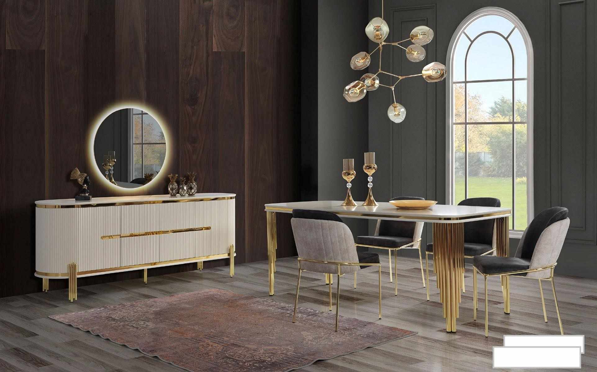 Metal Furniture Dining Set Table Chair Set Commode Dining Set Chairs 6pcs.