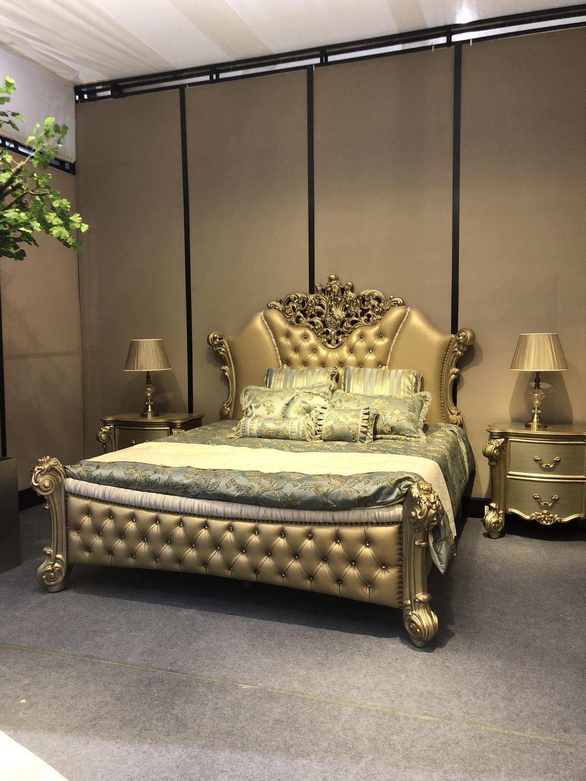 Bed design double bed beds luxury classic baroque Chesterfield 184x214cm new