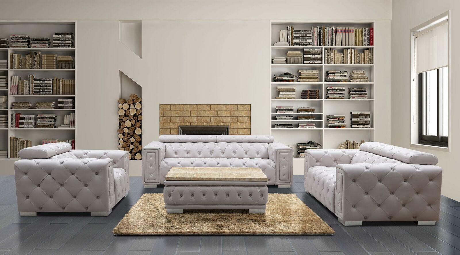 Couch set upholstery leather design Chesterfield sofa set 3+2+1 9914 New