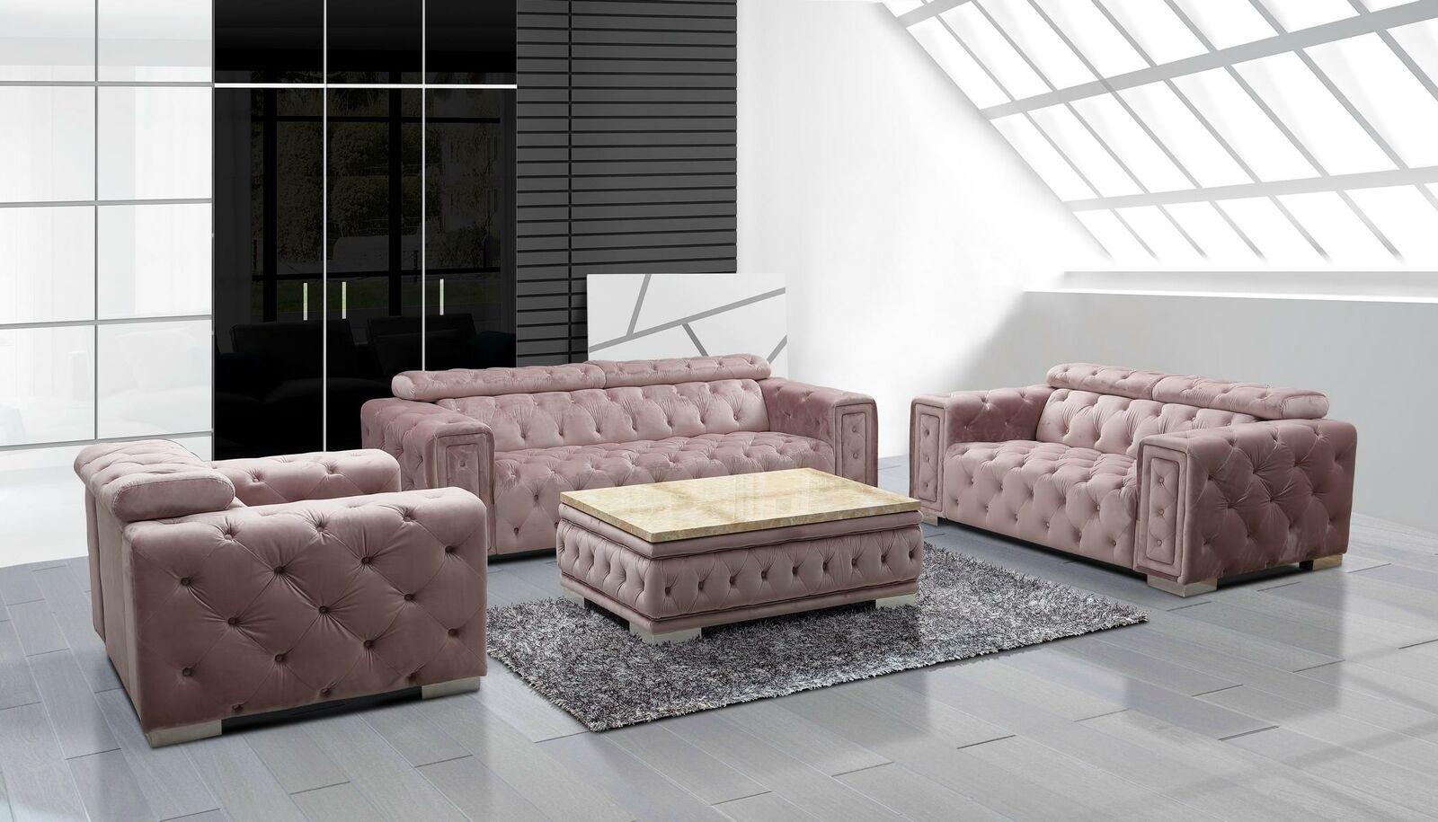Couch set upholstery design Chesterfield sofa set 3+3 9914 velvet set