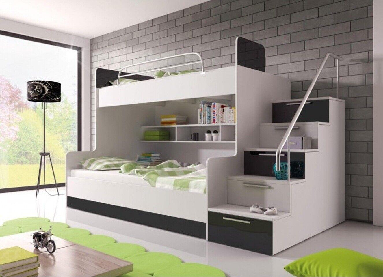 Black bunk bed bunk bed children\'s room beds loft bed high gloss furniture