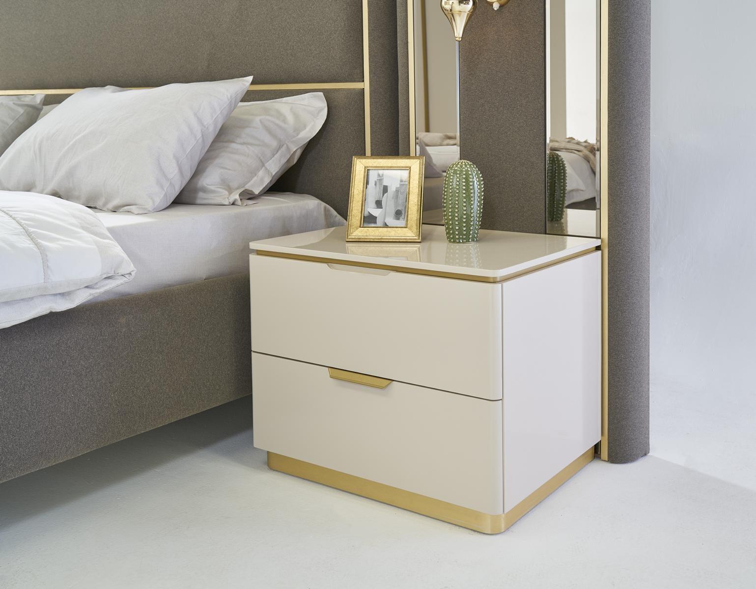 Bedroom Consoles Bedside Table Set 2x Nightstands Luxury Hotel Furniture Beige New