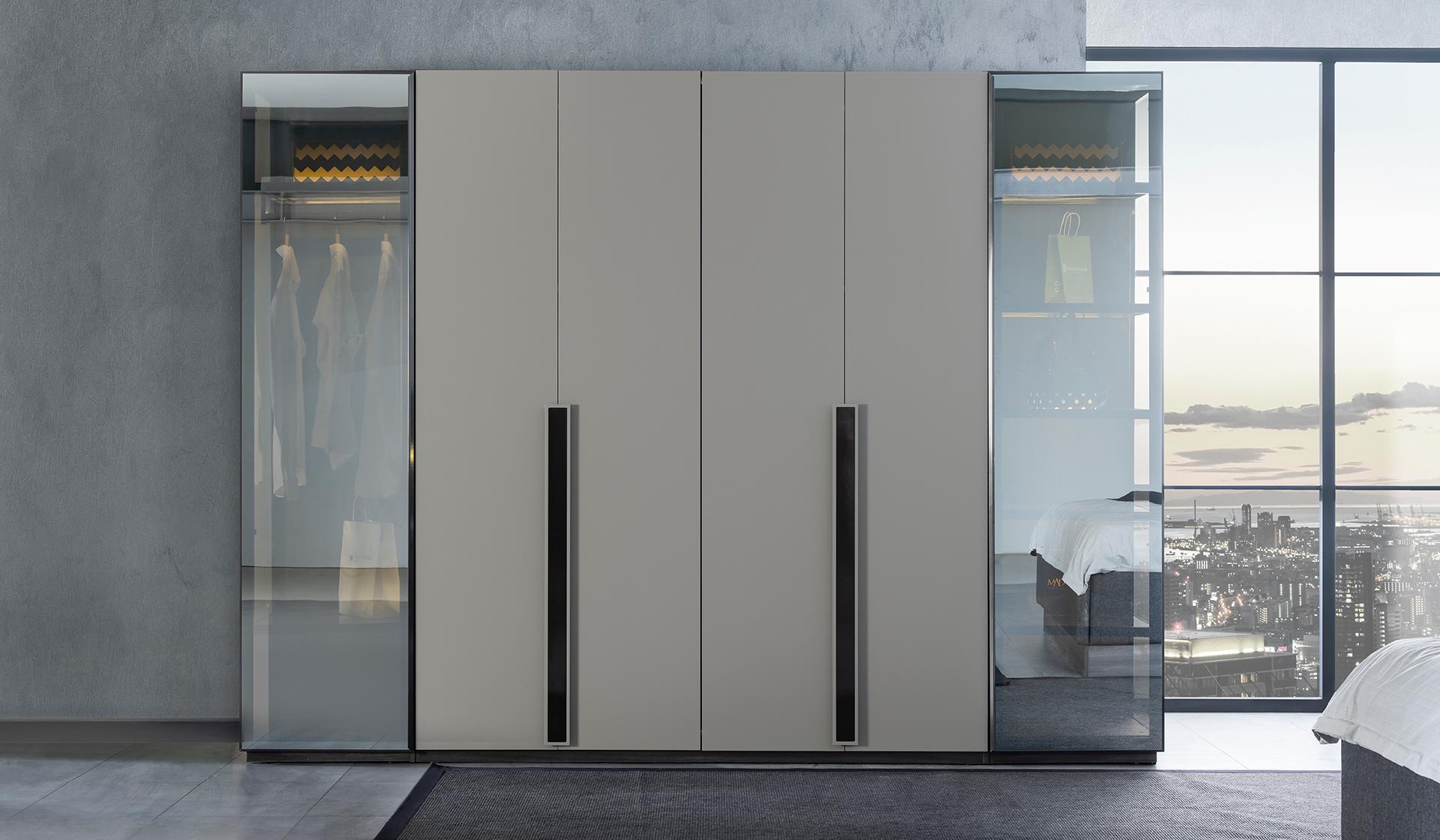 Elegant Bedroom Wardrobe Glass Wardrobe Transparent Fronts Cupboard