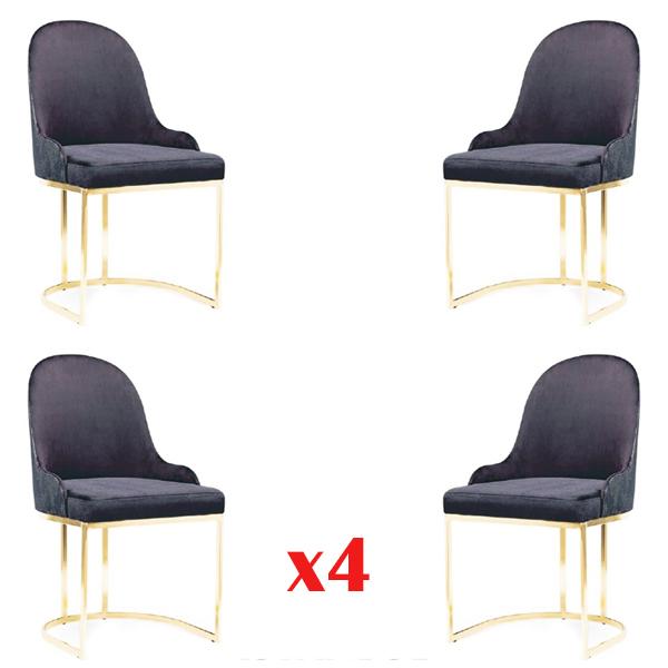 Set Seat Upholstery Wood 4x Chairs Furniture New Dining Room Kitchen Group