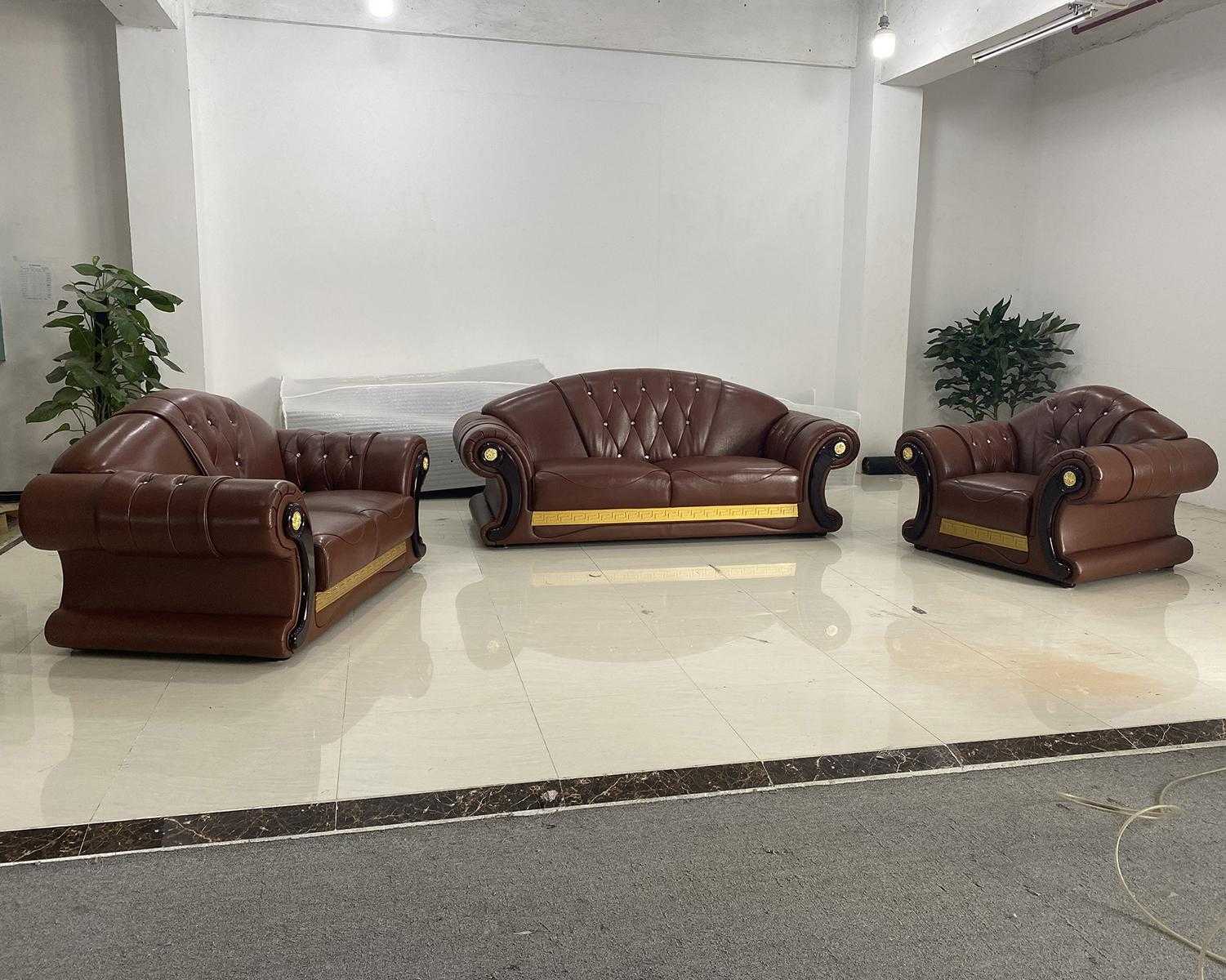 Brown Sofa Set Chesterfield Leather Sofa Couch Group 3+2+1 Set