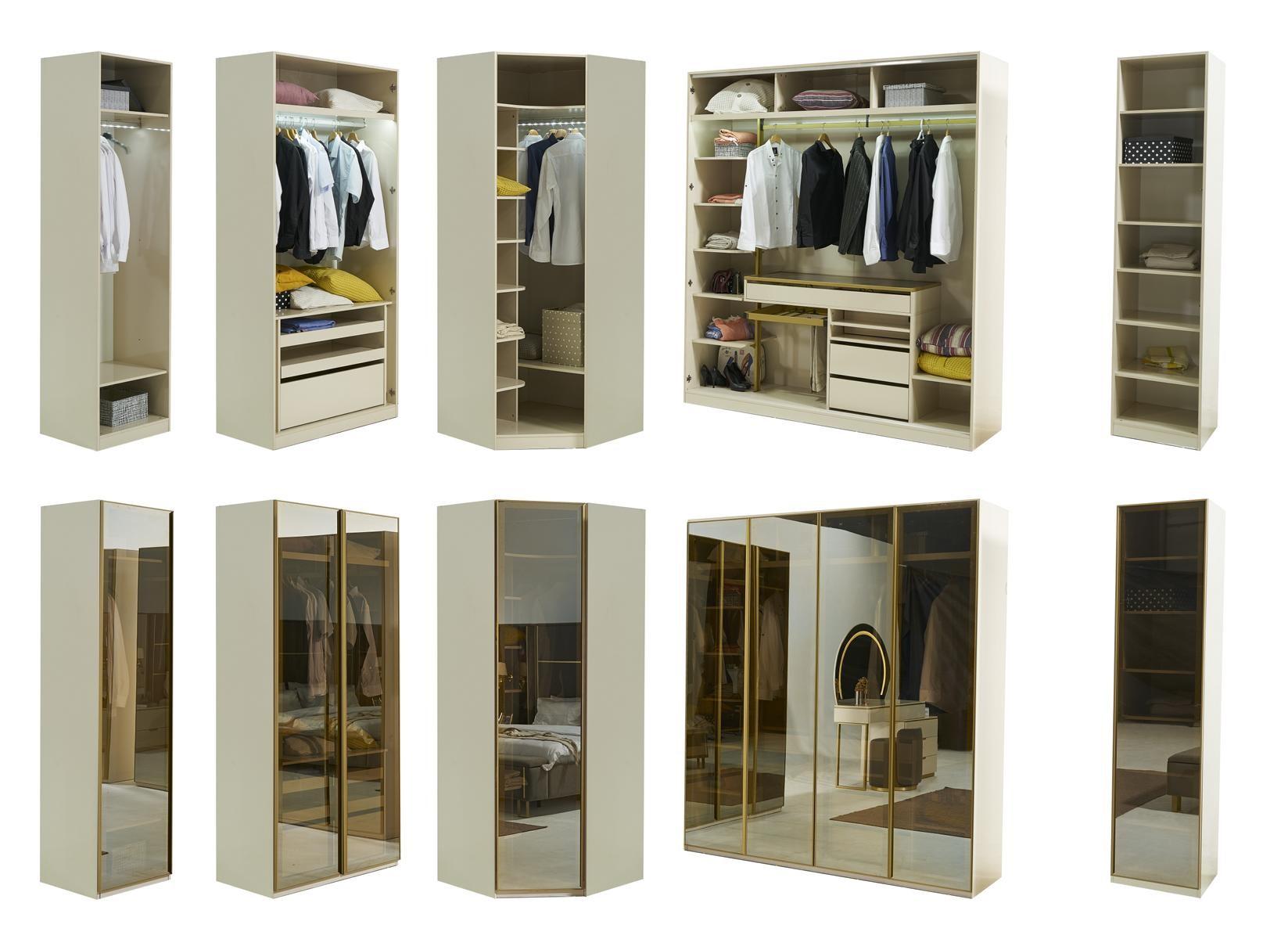 Walk-in Wardrobe Furniture Glass Wardrobe Tinted Fronts Cabinet Corner Wardrobe
