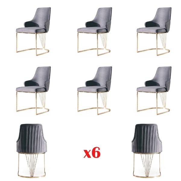Groups 6x Chairs Upholstery Hotel Textile New Garniture Chair Set Sets