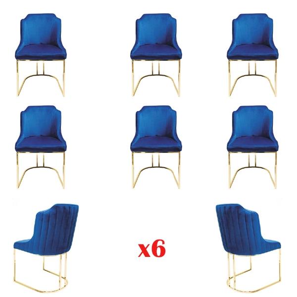 Set 6x Dining Room Chair Seat Group Chairs Textile Upholstery