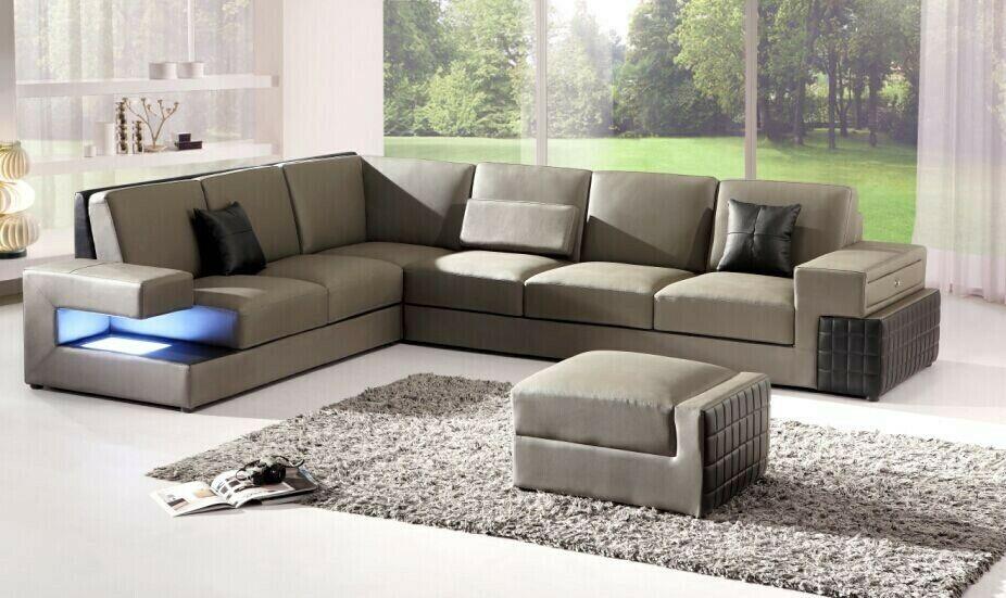 Modern corner sofa USB upholstery seat leather design sofa set living area new