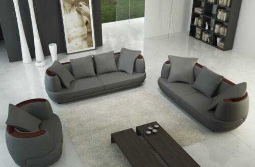 Sofa set with USB luxury designer couch upholstery 3 + 2 + 1 leather sofa seat gray new