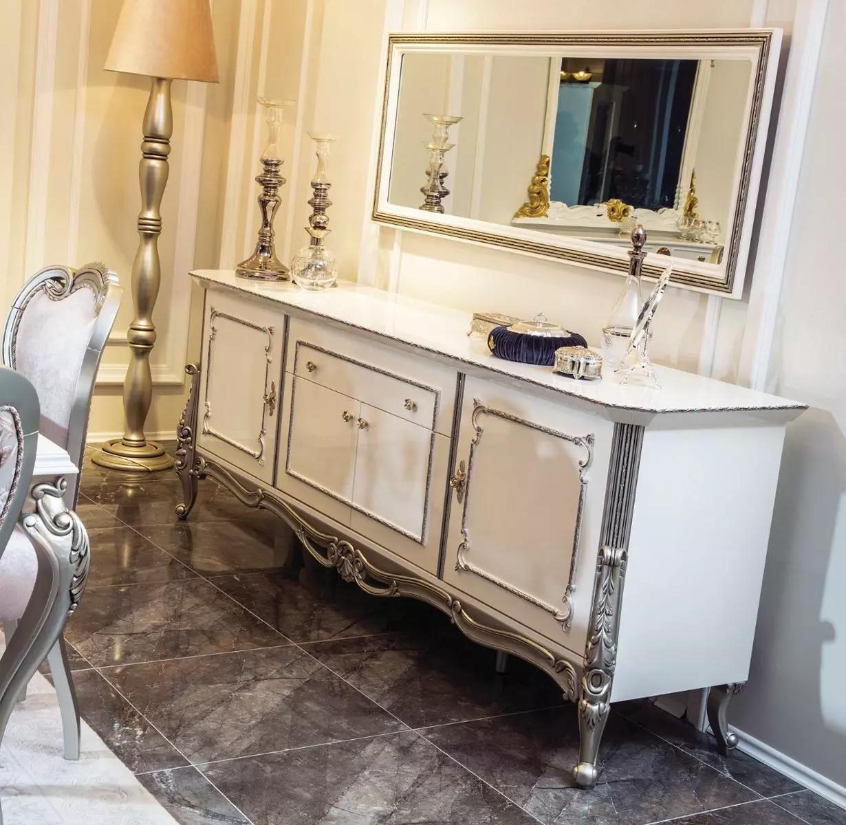 Sideboard White Silver Sideboard Consoles Italian Style 2pcs Mirror