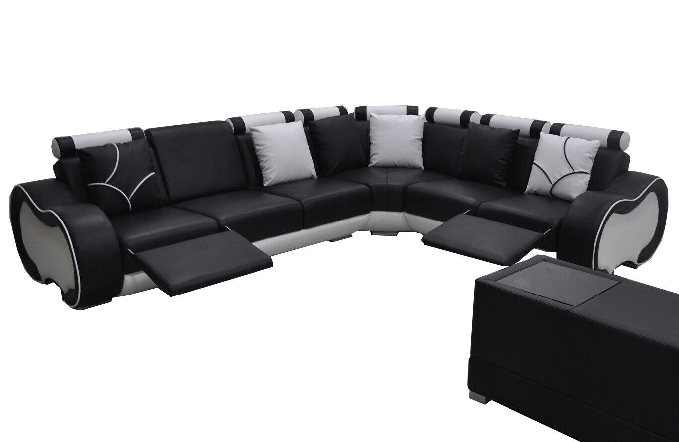 Corner leather with USB modern XXL couch living area leather sofa L-shape C4030