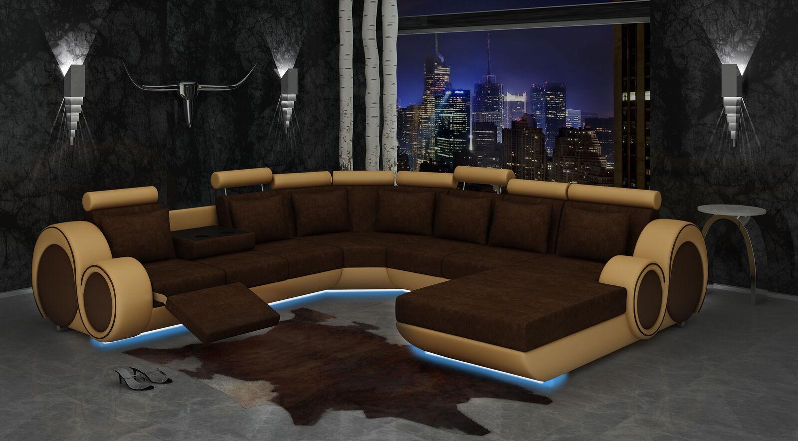 Textile sofa with USB XXL living area fabric couch big sofa upholstered corner sofa new
