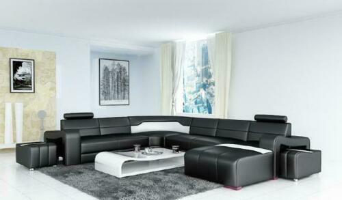 Living area couch upholstery corner set designer leather sofa big sofa USB New