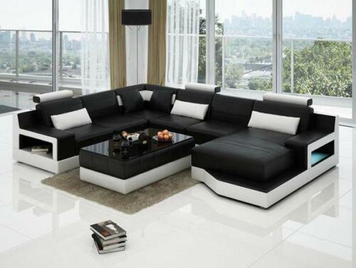 Leather sofa corner sofa + USB set living area upholstery U shape couch sofa design