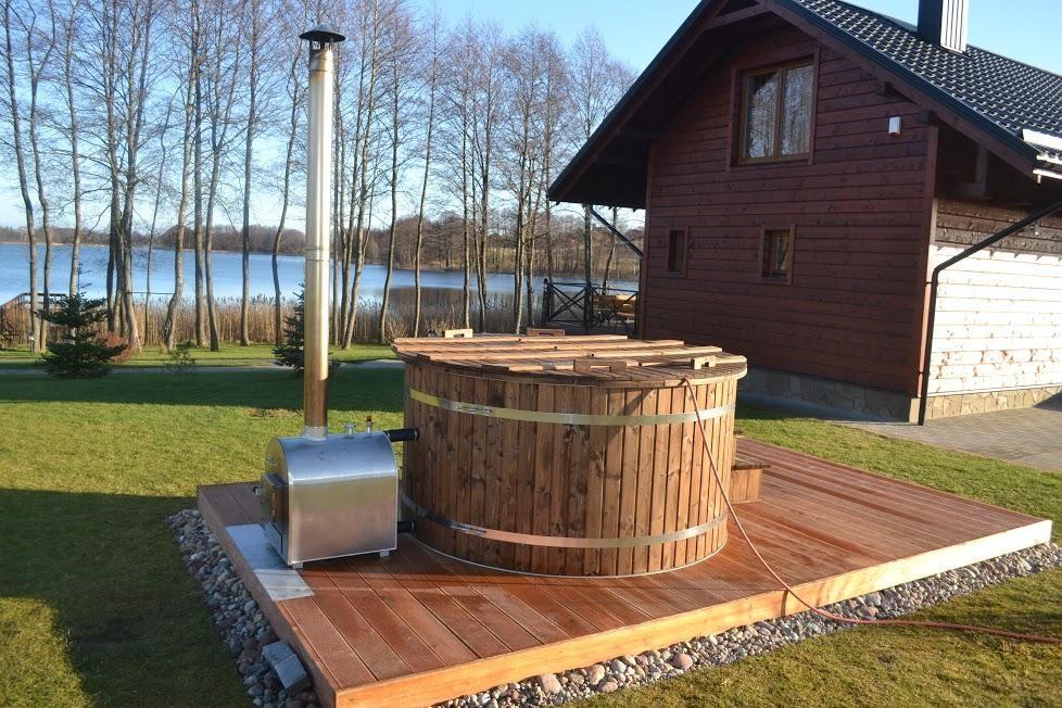 Whirlpool Bath Barrel External Bath Thermo Wood Stove Wood Garden Barrel Pool