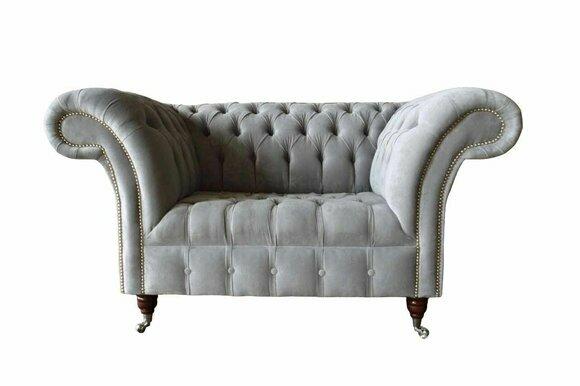 Gray Chesterfield wing chair Gray armchair couch fabric sofa living room