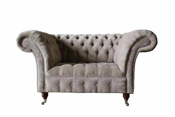 Chesterfield sofa couch 1 seater luxury textile fabric couches upholstery new