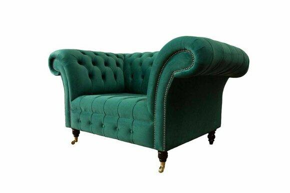 Gray Chesterfield design sofa armchair wing chair upholstery luxury textile