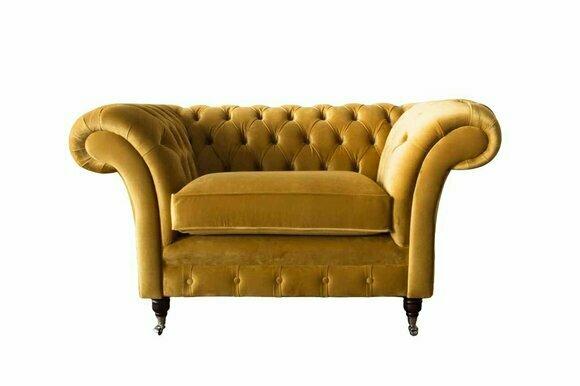 Chesterfield Armchair Fabric Textile Modern Living Room Luxury Design Furniture