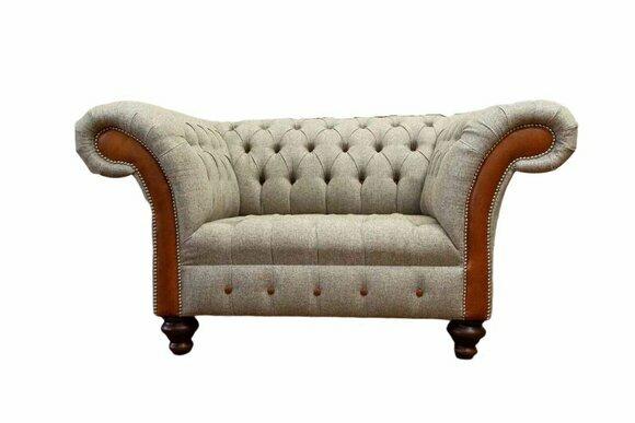 Chesterfield Sofa Upholstery 1.5 Seater Sofas Classic One Seater Gray New
