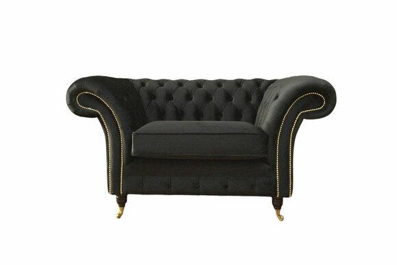 Chesterfield Armchair Lounge Black Sofa Couch Upholstery Modern Textile New