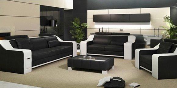 Sofa set sofa couch upholstery leather seat new sofas set 3 + 2 + 1 Hutten S/W new