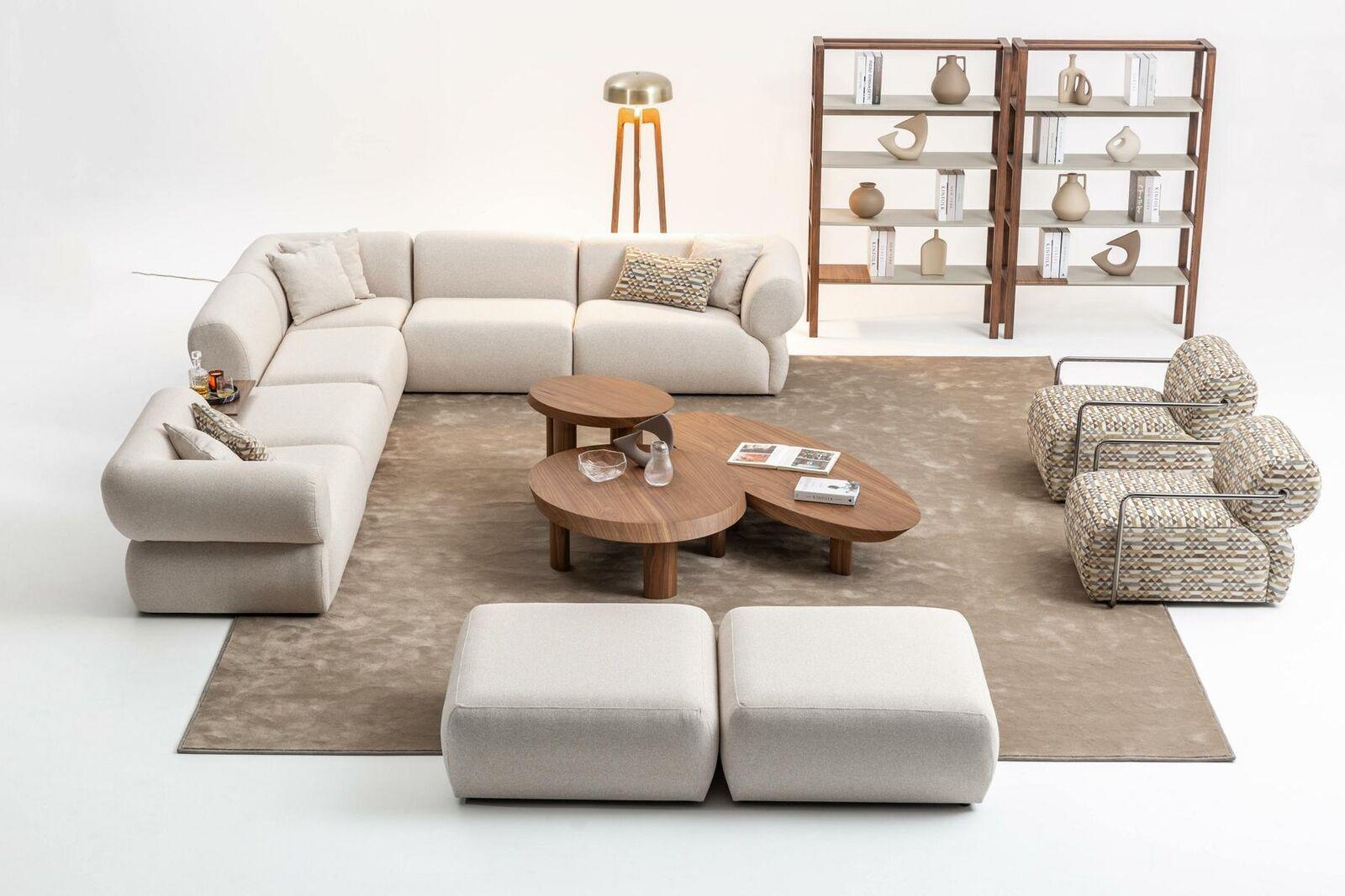 Italian style furniture corner sofa corner couch living area corner set 5 pieces.