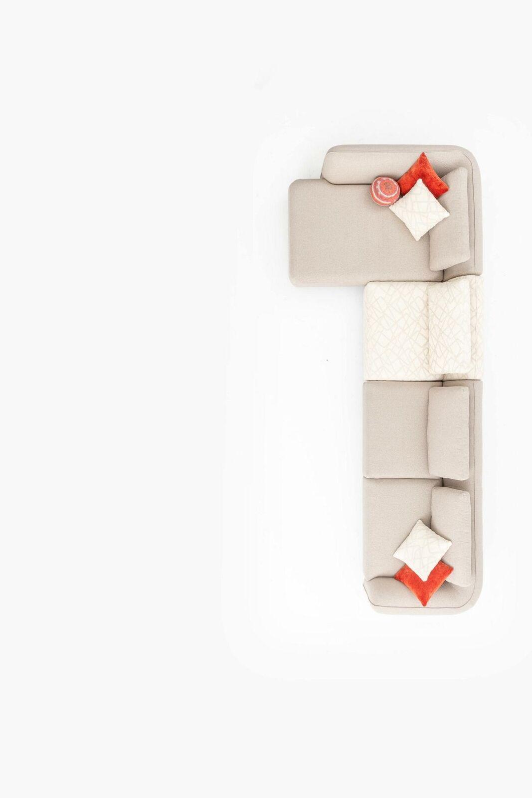 Sofa L shape living area beige couch 420x170 design furniture fabric
